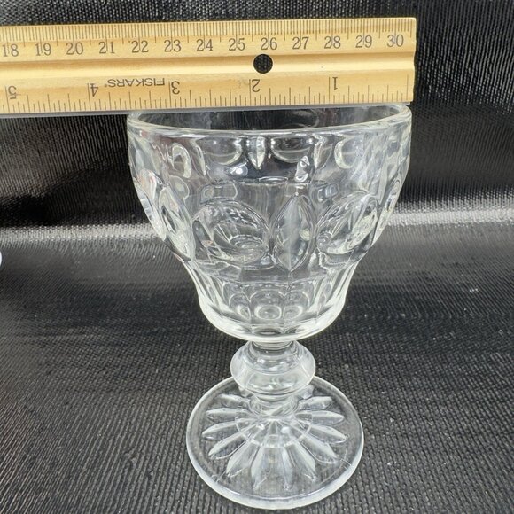 Antique EAPG Duncan Miller Clear Glass Plaza Water Goblets Clear Glasses Set 2 - Picture 3 of 11